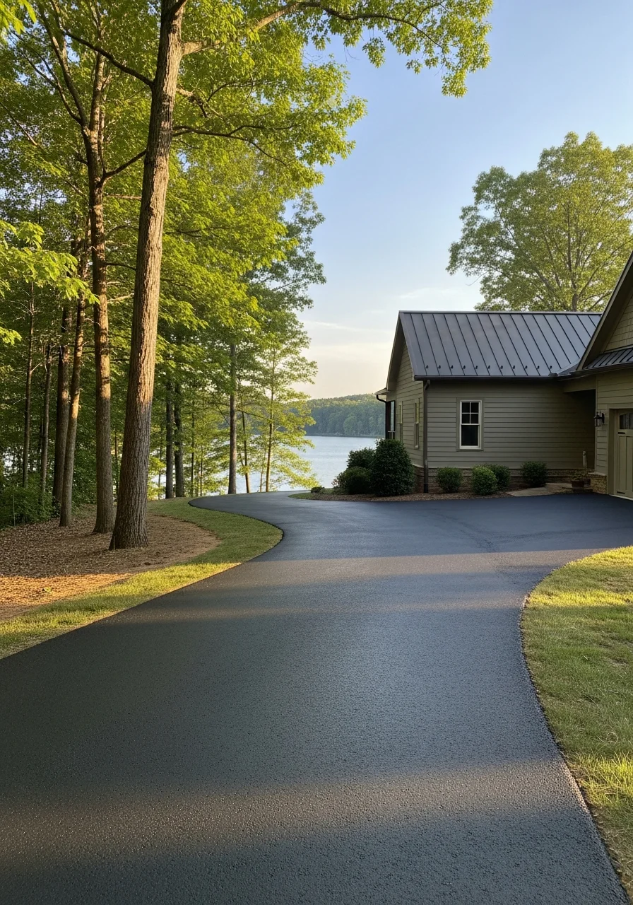 Detail view of waterfront home showing durable finishes and construction suited to lake-environment conditions.